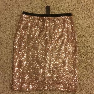 The Limited Rose Gold Pink Sequin Stretch Skirt S